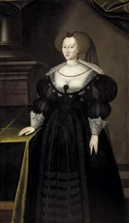 Marie Eleonore de Brandebourg, reine consort de Suede et de Finlande - Retrato da Princesa Maria Eleonora de Brandenburg (1599-1655), Rainha da Suécia, de Elbfas, Jacob Heinrich (c. 1600-1664). Óleo sobre tela. Dimensão : 174x102 cm. Nationalmuseum Stockho