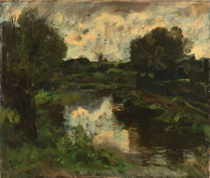 Uma paisagem de Polder depois de uma trovoada