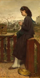 Menina de tricô na varanda, Montmartre, 1869
