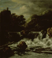 Paisagem montanhosa com cascata