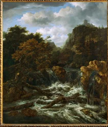 Paisagem norueguesa com cascata (pintura sobre tela)