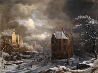 Vista do Hekelveld, Amsterdã, no inverno, olhando para o sul,