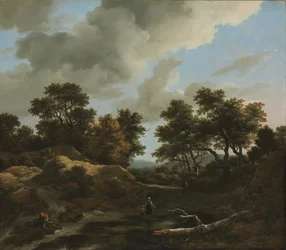 Paisagem arborizada e montanhosa, década de 1660