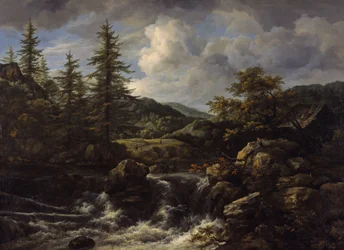 Paisagem arborizada com cascata, c. 1665-1670