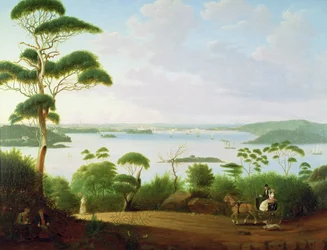 Porto de Sydney, olhando para Sydney, 1848