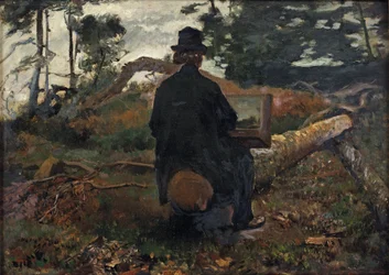 O pintor Frederik Hendrik Kaemmerer a trabalhar em Oosterbeek