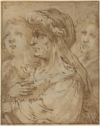 Alegoria da Idade (caneta e tinta castanha com lavagem castanha sobre papel vegetal)