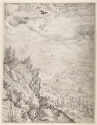 Paisagem boémia com casais e caçadores (prato da direita)