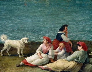 Camponesas de Barletta, Itália (camponesas de Barletta), pormenor. Jacob Philipp Hackert, conhecido como Hackert d