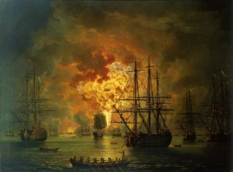 A destruição da frota turca na baía de Chesma, 1772