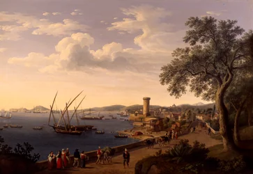 O Porto de Gaeta, o Cais e a Fortaleza, de Jacob Philipp Hackert