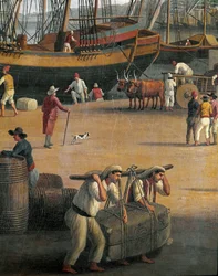 Vista do porto de Messina, trabalhadores(Pintura
