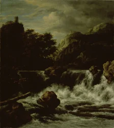 Paisagem montanhosa com cascata