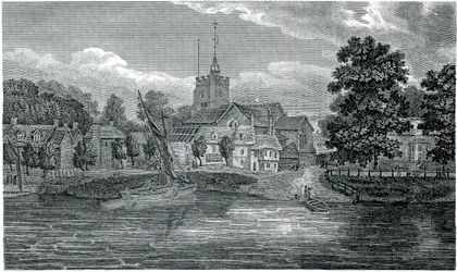 Gravura da Igreja de São Nicolau de Chiswick por Schnebbelie 1807
