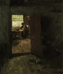 Interior Doméstico com Mulher e Criança do Campo
