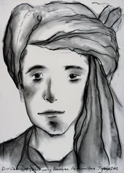 Durabali, 18 anos Young, Bamyan, Afeganistão, 2002 (carvão sobre papel)