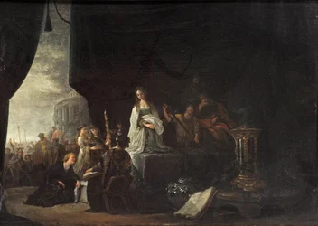 O sacrifício da filha de Jefté (óleo no painel)