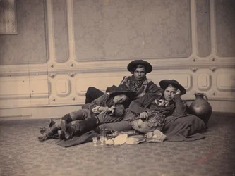 Pastores pifferari com lanche, cerca de 1864.
