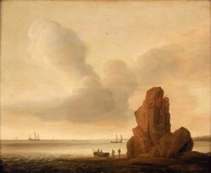Um rochedo num mar calmo, meados a finais do século XVII (óleo sobre painel)