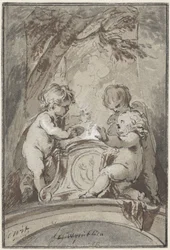 Alegoria com três putti perto de um altar