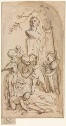 Busto de Diana com Putti e Atributos de Caça, primeira metade do século XVIII.