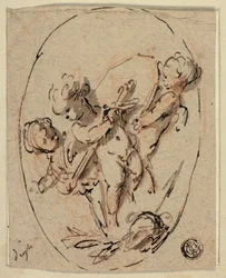 Putti com escudo e espada