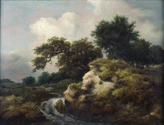 Paisagem com dunas e pequena cachoeira