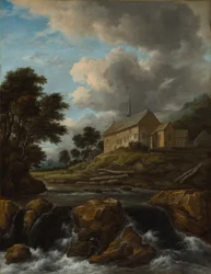 Paisagem com uma Igreja por um Torrent, c. 1670