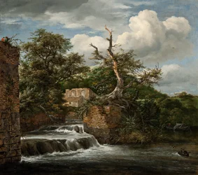 Paisagem com um moinho e ruínas