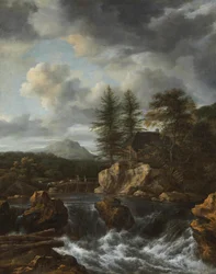 Paisagem nórdica com cascata