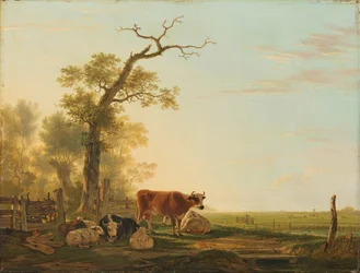 Paisagem de prado com animais