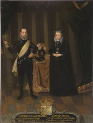 Rei Frederick II da Dinamarca e Noruega e Sophie de Mecklenburg Gustrow - Rei Frederick II da Dinamarca (1534-1588) e Rainha Sophie da Dinamarca (1557-1631), por Van Doordt, Jacob, depois de (?-1629). Óleo sobre tela. Dimensão: 101x79 cm. Estoque Nationalm