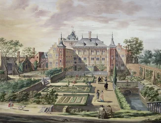 Uma visão imaginária de &39;Het Tolhuis&39; no rio Merwede, perto de Gorcum, c.1654 (guache sobre velino)