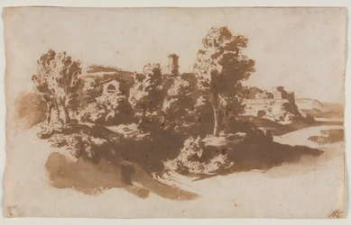 Paisagem com fortificação entre Marino e Frascati