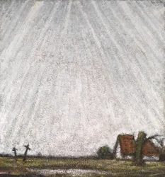 O céu sobre os escombros (óleo sobre tela)