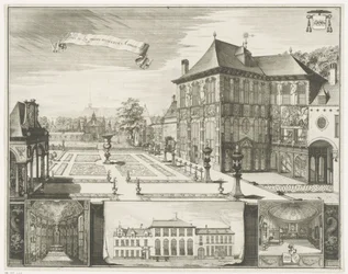 Vista da casa de Rubens em Antuérpia Vista da casa de Hilwerue em Antuérpia Partes de la maison Hilwerue Aanvers 1692 (título no objeto)