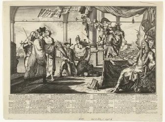 Desenho animado sobre a profissão de advogado que lucra com a contenda do homem, 1687
Interest des s