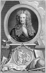 Isaac Newton 1642-1727, matemático inglês, astrônomo e físico, 1738