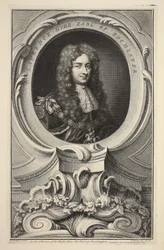 Retrato de Laurence Hyde, conde de Rochester, ilustração "das cabeças de pessoas ilustres de Grâ Bretanha", bar. de Knapton, Londres, 1742