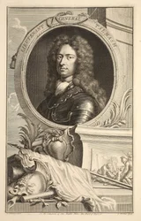 Retrato do tenente General Talmash, ilustração "das cabeças de pessoas ilustres de Grâ Bretanha", bar. de Knapton, Londres, 1742