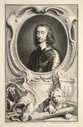 Retrato do Lt General Fleetwood, ilustração "das cabeças de pessoas ilustres de Grâ Bretanha", bar. de Knapton, Londres, 1742