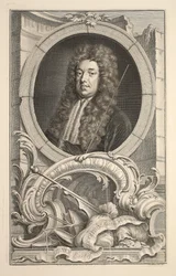 Retrato de Sidney, conde de Godolphin, ilustração "das cabeças de pessoas ilustres de Grâ Bretanha", bar. de Knapton, Londres, 1742