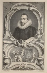 Retrato de Sir Francis Walsingham, ilustração "das cabeças de pessoas ilustres de Grâ Bretanha", bar. de Knapton, Londres, 1742