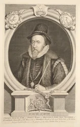 Retrato de Thomas Sackville, conde de Dorset, barão de Buckhurst, ilustração de &39;cabeças de Ilustre pessoas da Grã-Bretanha&39;, pub. de Knapton, Londres, 1742