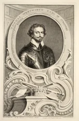 Retrato de Thomas Wentworth, conde de Stratford, ilustração de &39;cabeças de ilustres pessoas da Grã-Bretanha&39;, pub. de Knapton, Londres, 1742