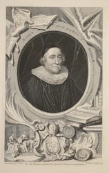 Retrato de Usher, arcebispo de Armagh, ilustração de &39;cabeças de ilustres pessoas da Grã-Bretanha&39;, pub. de Knapton, Londres, 1742