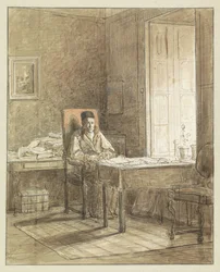 Retrato de Gerrit Lamberts, sentado numa poltrona na sala de impressão