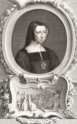 Luísa de Sabóia (1476-1531) nobre e regente francesa, Duquesa de Auvergne e Bourbon, Duquesa de Nemours, e mãe do rei Francisco I (gravura)