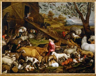 Os animais entram na Arca de Noé (pintura sobre tela)