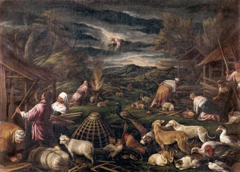 Nada depois do dilúvio. Pintura de Jacopo da Ponte, chamado Jacopo Bassano (1515-1592)